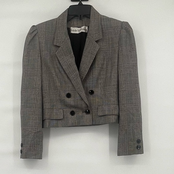 Vintage Jackets & Blazers - Vintage Adele Simpson cropped black white blazer